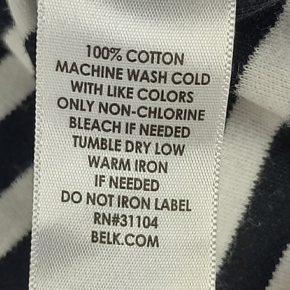 Kim Rogers Black, White Stripe Soft 100% Cotton 3/4 Sleeve Top Blouse Size PXL - Picture 12 of 12